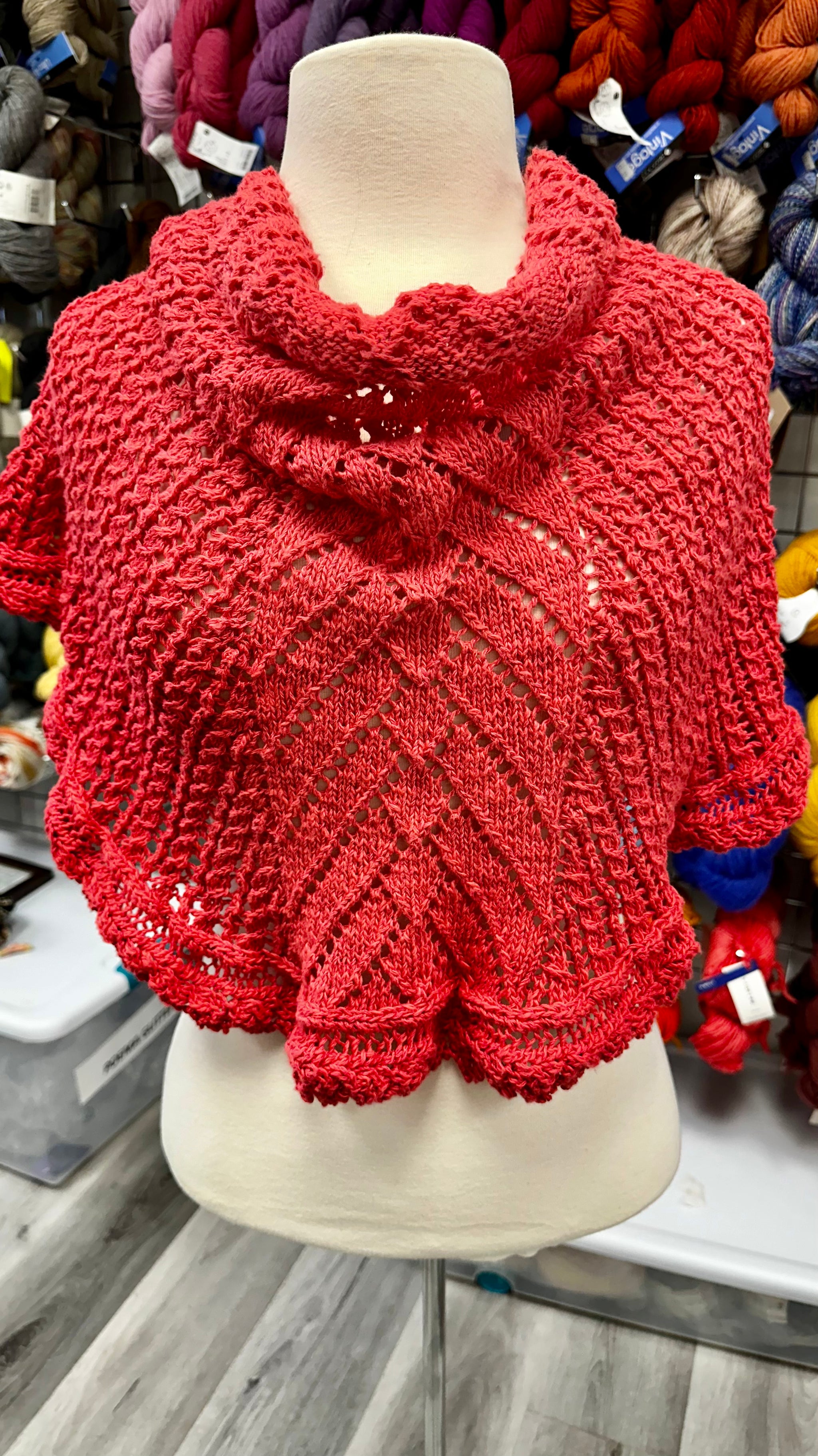 coral linen/cotton shawl 60