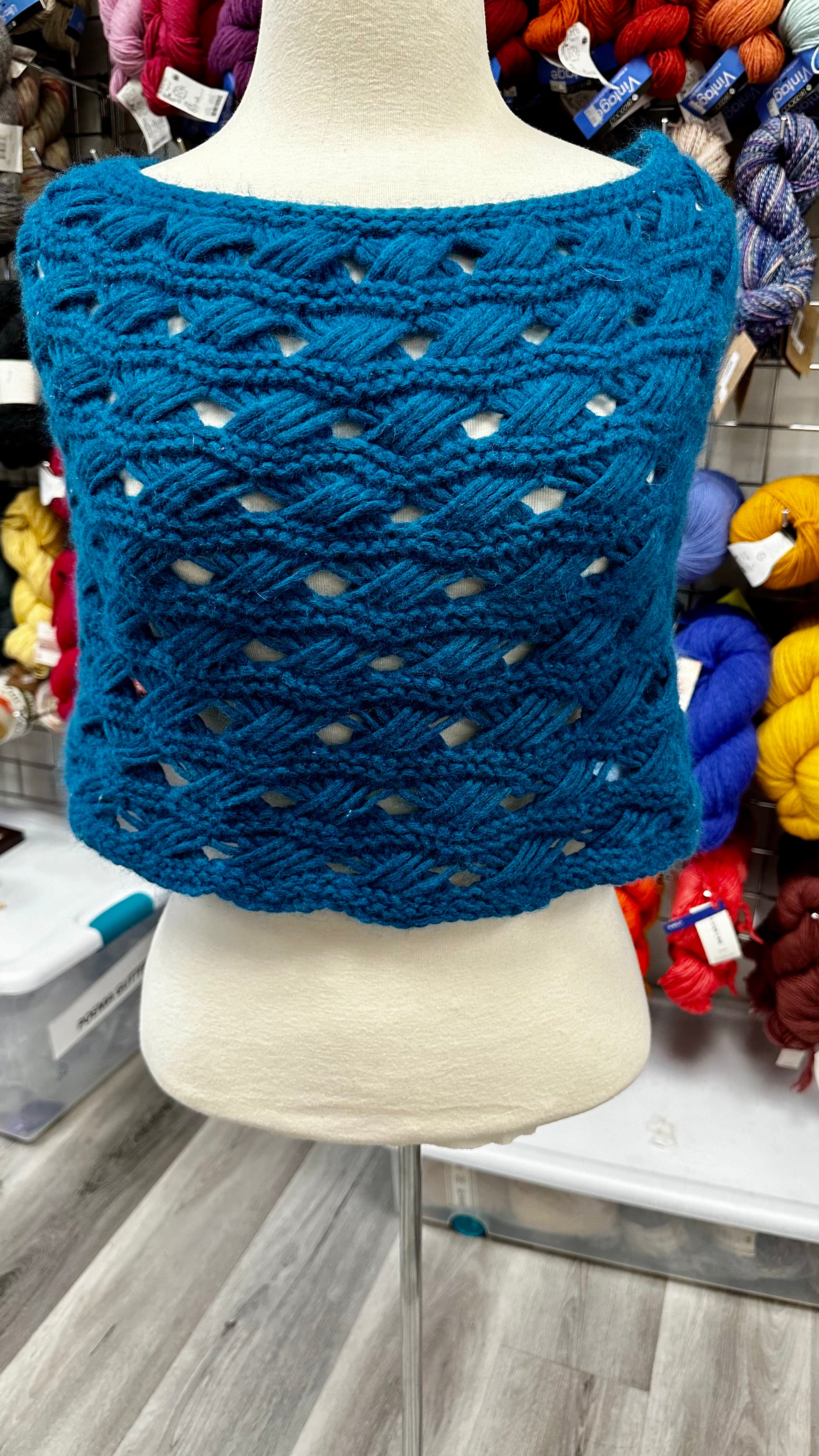 teal capelet wool angora 80