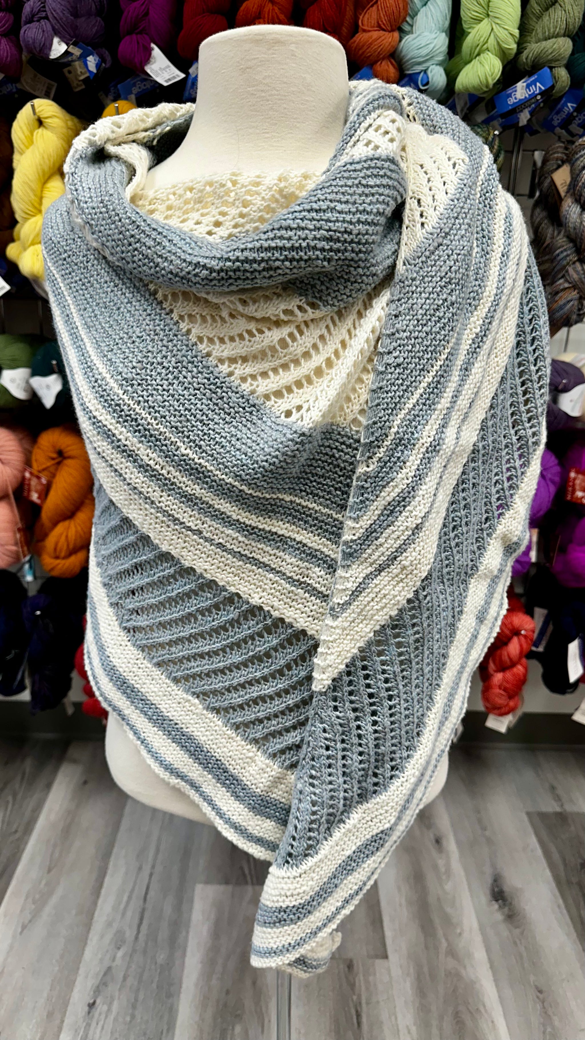 oversized silk/cotton shawl grey/white 125