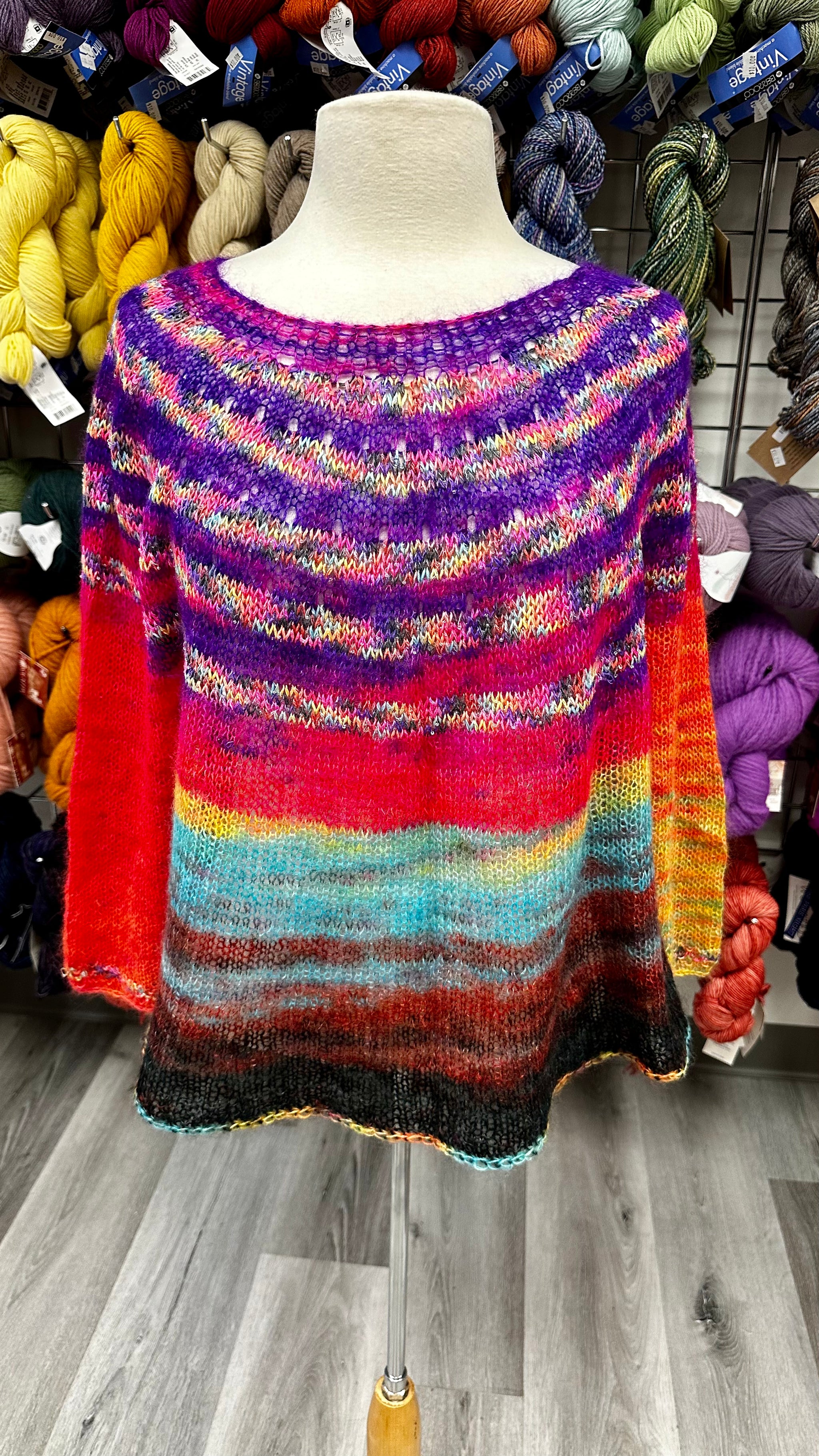 SILK MOHAIR TOPPER WITH GLASS BEAD YOKE SIZE M