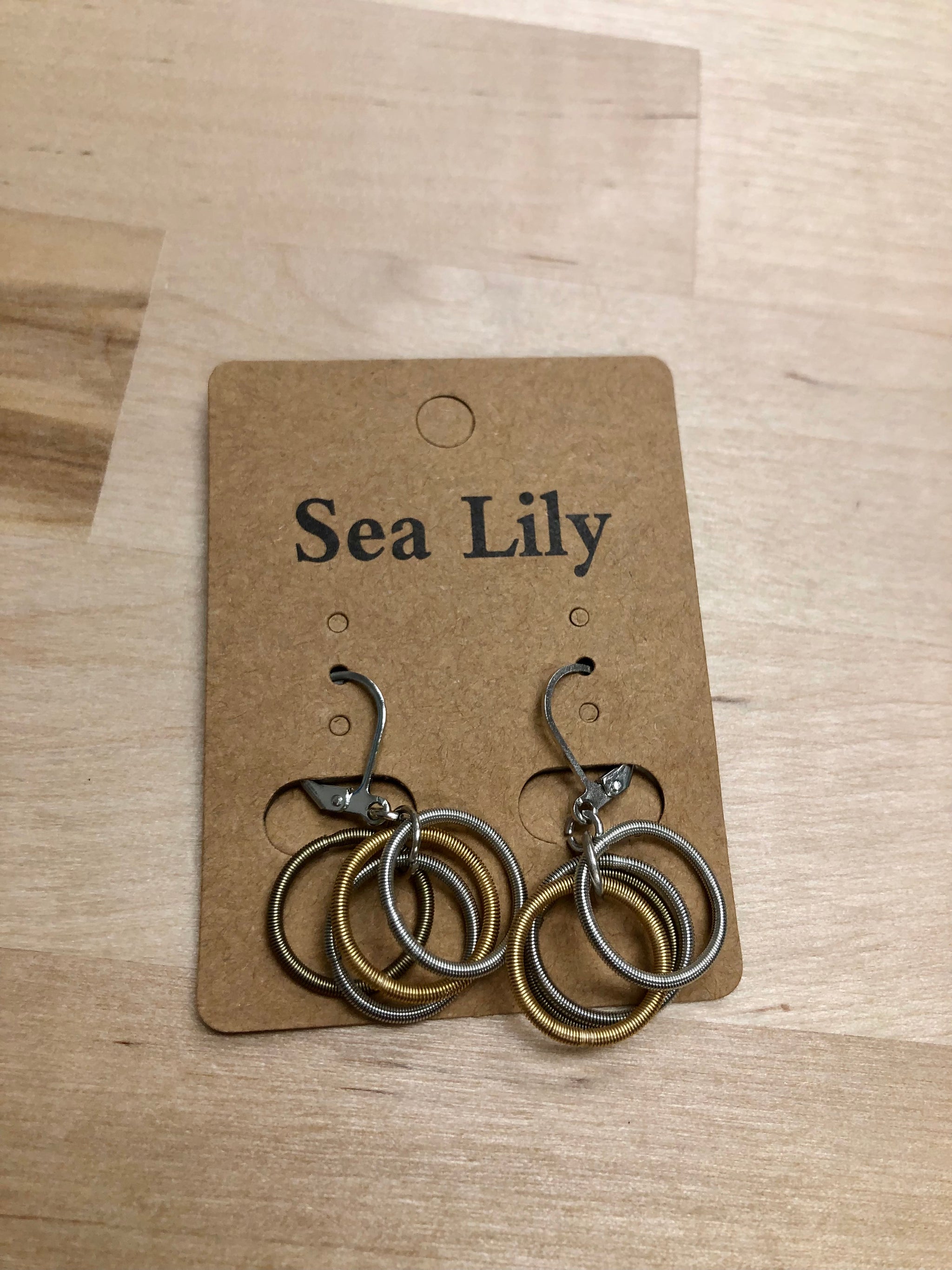 271 - Gold & Silver multi piano wire loop earring