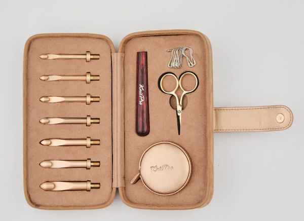 Yarn Ave Oasis Chunky Interchangeable Crochet Hook Set - 7 Sizes (5.5-10mm) With Wooden Handle & Accessories