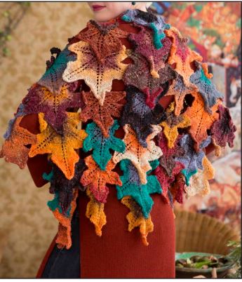 Autumn Leaves Crochet Shawl  - 4 skeins Silk Garden Sock
