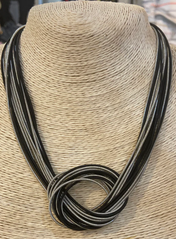 708 Black & Silver Knot Necklace