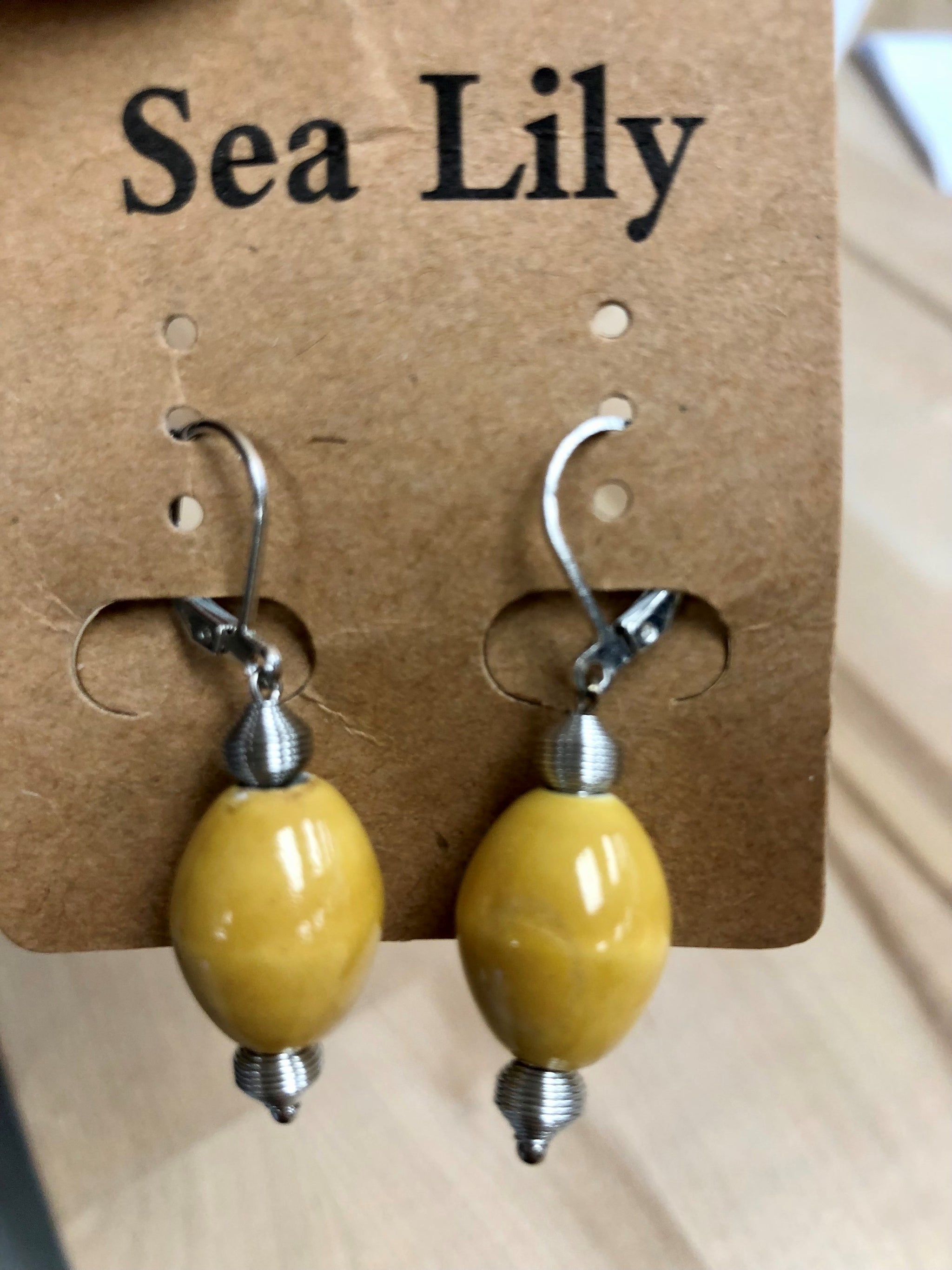 S95YE - Yellow Porcelain Bead Earring